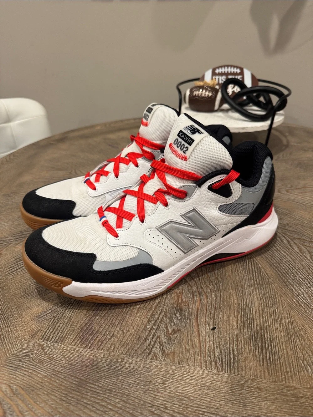 New Balance KAWHI 2 Basketball Shoes White/Black/Red Gum Men’s Size 13